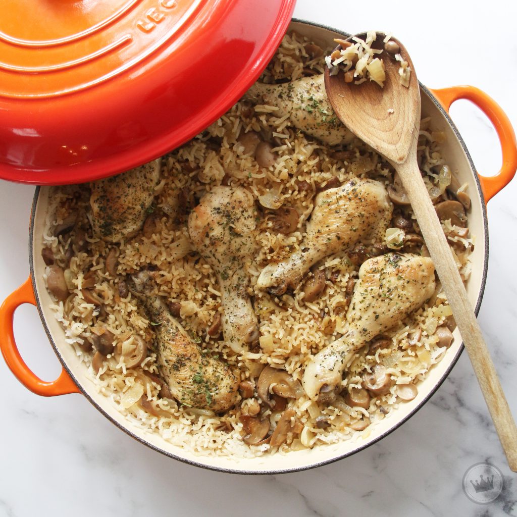 One Pot Mushroom Rice & Chicken
